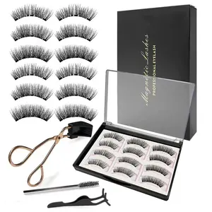 Magnetic False Eyelashes 12 Pieces False Eyelashes False Eyelashes Set Glue-free Natural Look Including Tweezers + Brush Magnetic False Eyelashes