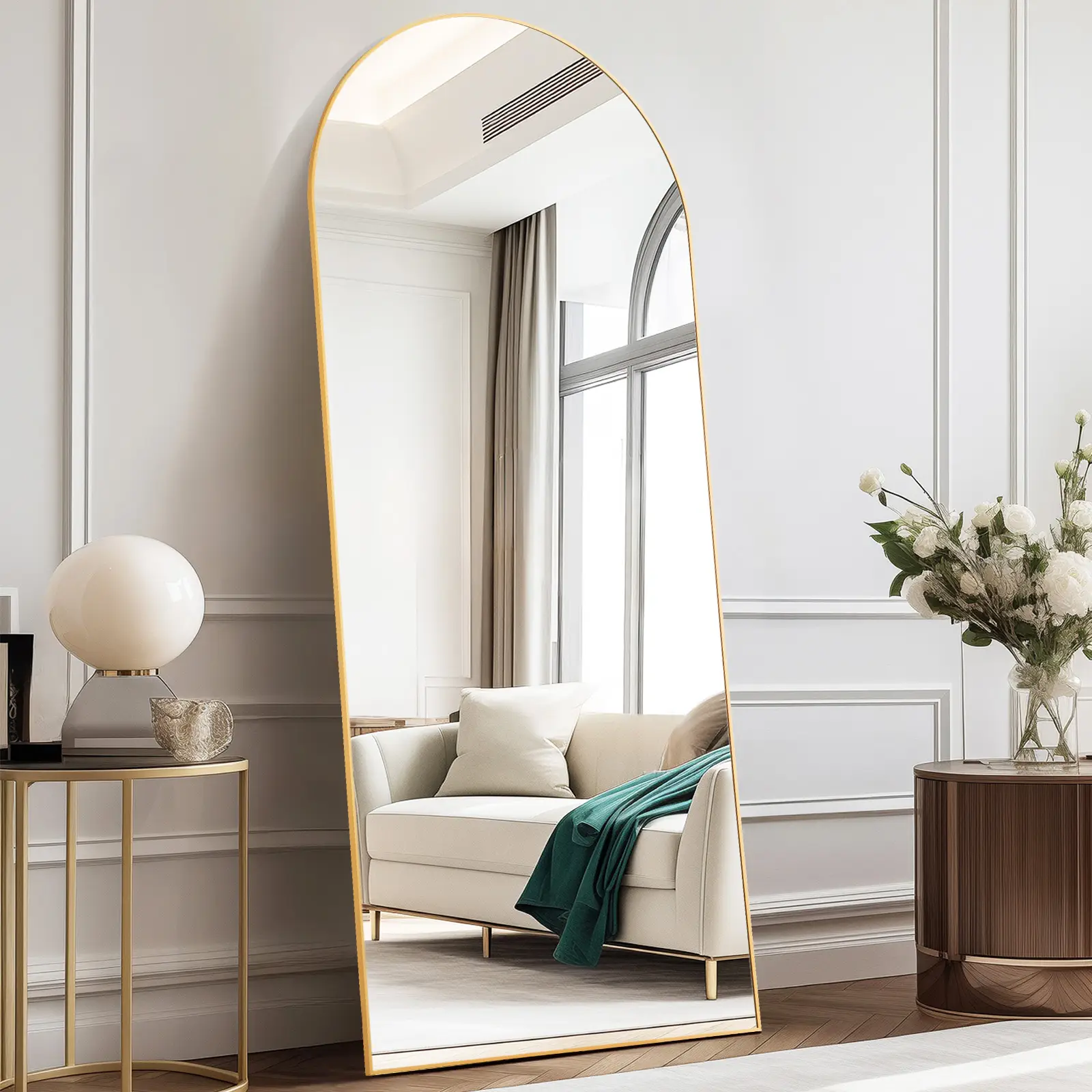 FurniChic Haven - Full Length Mirror with Stand Wall Mirror, Aluminum Frame Sturdy Structure, room decor Minimalist