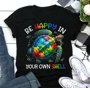 Puzzle Turtle Autism Awareness Shirt: Be Happy In Your Own Shell