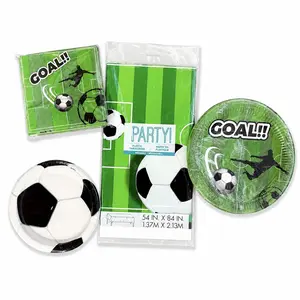 Soccer Party Supplies Bundle – Table Cover, Plates & Napkins Party Pack