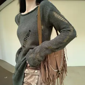 Women's Crochet Cover Up Sweater Top Hollow Out Mesh Long Sleeve Shirt Pullover Top 2024 Summer Outfits