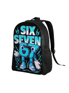 1 Piece 67 Six Seven 6 7 Funny Italian Brainrot Gaming Meme New School Year Handbag Outdoor Retro Washable Bookbag Casual Printed Backpack Birthday New Term Starts