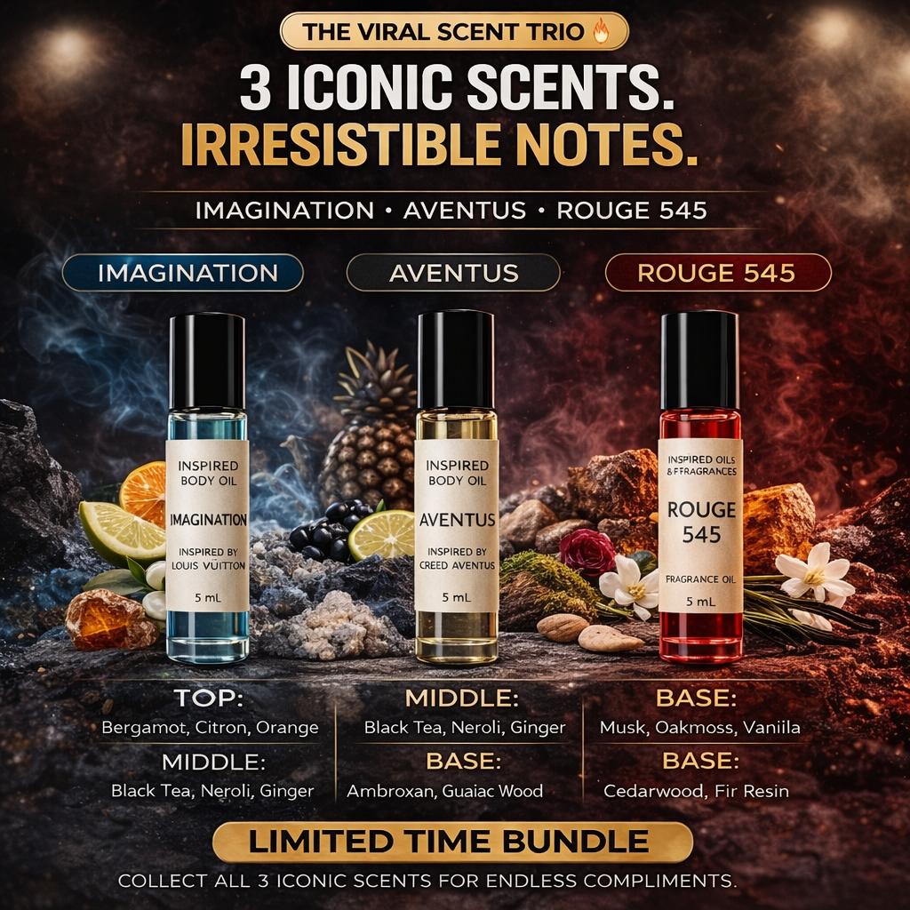 Viral Scent Trio 3x Oil Rollers Bundle Long Lasting Luxury Scents 5mL Bottles for On-The-Go Travel-Friendly Application Only $20 Deal