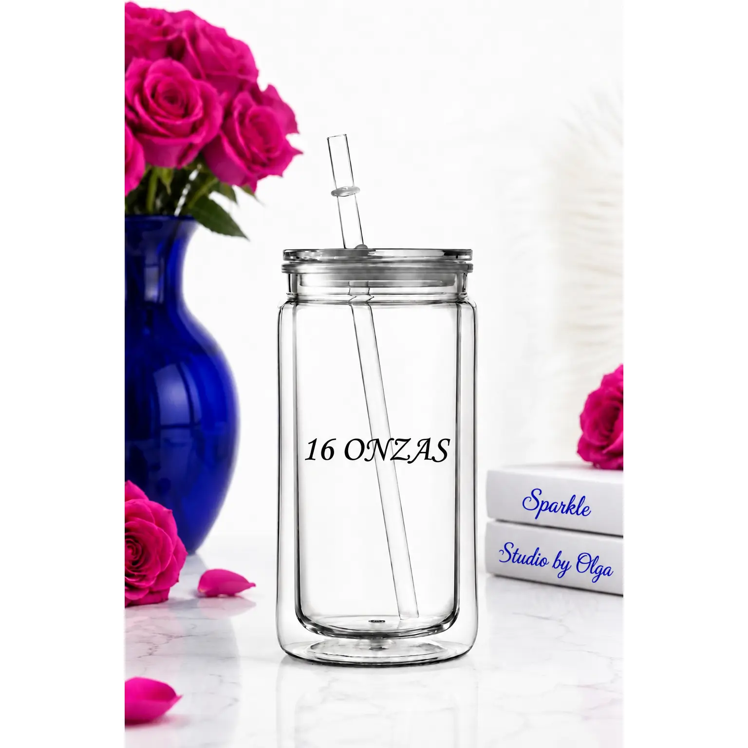 Snowglobe 16 Onzas Personalized Mason Jar with Straw - Create Your Magic with Customizable 16 oz Mason Jars