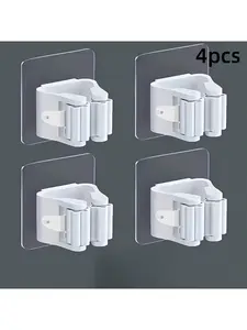 4-Pack Drill-Free Mop Holder Set​ – Strong Suction Cup Wall Mounts for Easy Storage of Mops and Brooms