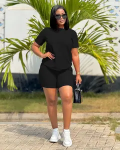 USBOUTIQUECHIC Two Piece Lounge Sets - Casual Summer Outfits for Women, 2 Piece Short Matching Clothing Set, Perfect for Lounging & Casual Outings - Womenswear, Comfortable & Stylish - Top