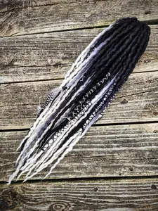 Solitary Sorceress Black and Silver Half set of Wool Dreadlocks