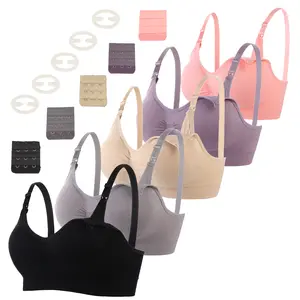 Women's 5-Pack Wireless Seamless Nursing Bras - Maternity Clothing for Breastfeeding, Sleeping with Extra Extenders