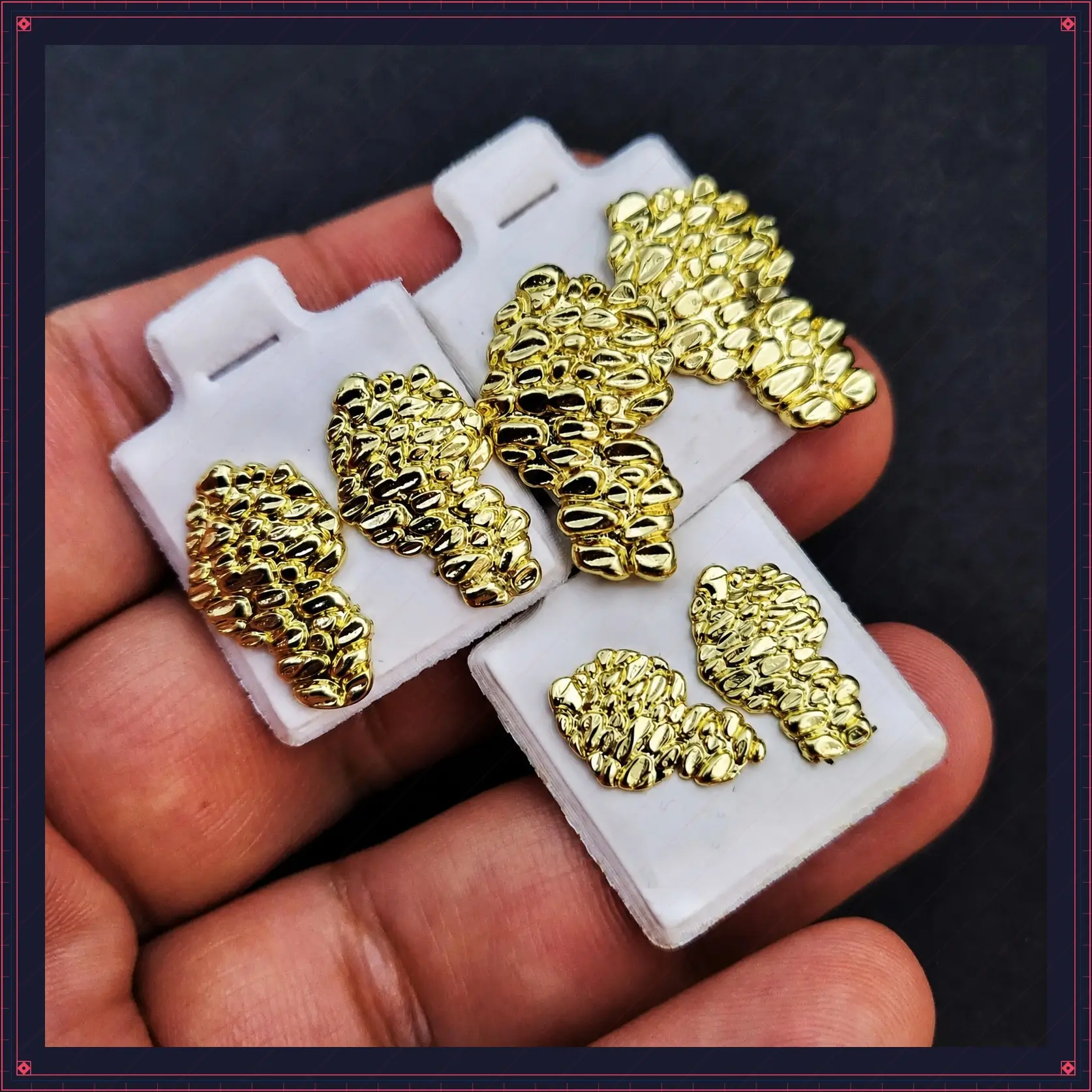 MaxBling81 3PCS High Quality Unisex Gold-Plated Gold Nugget Surgical Post Stud Earrings, Fashion Costume Jewelry for Daily Wear & Special Occasions (Birthday, Engagement), High Quality Earrings, Nugget Earrings