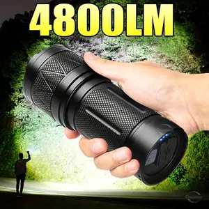 Super Bright LED Flashlight, 12000 MAh Rechargeable Battery, Handheld Flashlight For Home Security And Cleaning, Non-Waterproof, Battery Powered