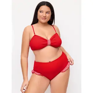 Cider Two Way Smocked Bow Detail Sweetheart Bandeau Bikini Set Curve & Plus