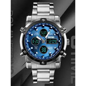 Men's Outdoor Multifunctional Electronic Watch, Night Glow, 30m Waterproof, Stainless Steel Strap, Daily Commute Suitable, Trendy Multifunctional Watch