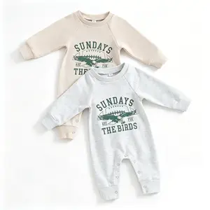 Infant Baby Boys Girls Sweatshirts Rompers Eagle Letter Print Long Sleeve Jumpsuits Fall Clothes Bodysuits 0-18 Months