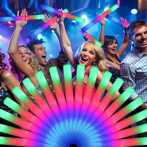 200 PCS LED Foam Glow Sticks Bulk, Glow in the Dark Party Supplies with 3 Modes Colorful Flashing, Neon Party Favors for Birthday, Wedding, Carnival, Concert, New Year