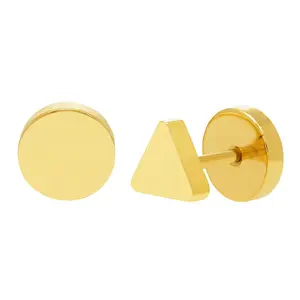 Yellow Ion-Plated 316L Stainless Steel 8mm Round & Triangle Reversible Earrings