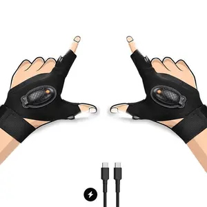 Touch Two Fishing Gloves with LED Lighting Lightweight Breathable Dry Design for Night Fishing & Running Includes Data Cable Moisture Drainage Ergonomic Fit Hand