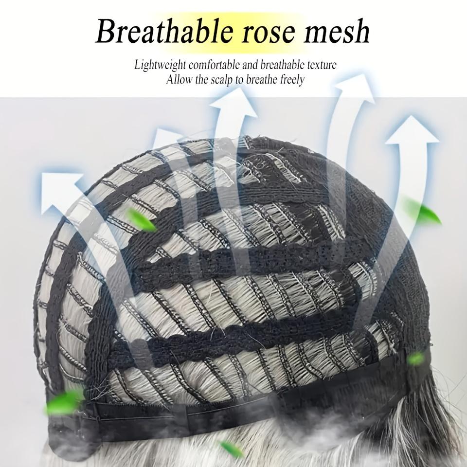 Full Head Wig for Women with Long Curly Hair, Designed to Mimic The Everyday Look of People. Features a Thin Style with Bangs And a Striking Black And White Gradient Dye