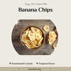 EverSnax Banana Chips, Sweetened Crispy Fried Dried Banana Chips, Crunchy Sweet Tropical Snack, Resealable Bag (1 Pound)