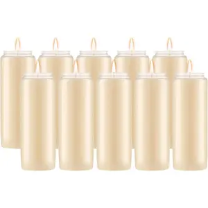 9-Day Memorial , 10 Pack, 7" Pillar Prayer Candle in Plastic Jar, Long-Lasting  Clean  Mourning & Shiva Candle for Vigils, Church, , Jewish Yahrzeit