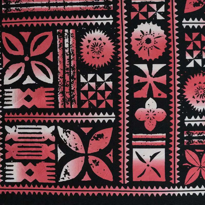 Traditional Polynesian Tapa Design Peachskin Fabric - 100% Polyester, Light-to-Medium Weight, Soft, Smooth, Continuous Piece for Crafting, Islands Ethnic Textiles, Lightweight