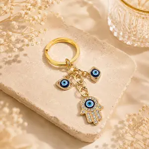 Evil Eye Hamsa Hand Charm Keychain