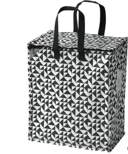 Ikea KNALLA Bag, Black/White 12-Gallon Reusable Shopping & Storage Tote, Bundle Pack of 9 – Durable Foldable Utility Carry Bag for Groceries, Laundry, Travel & Home Organization