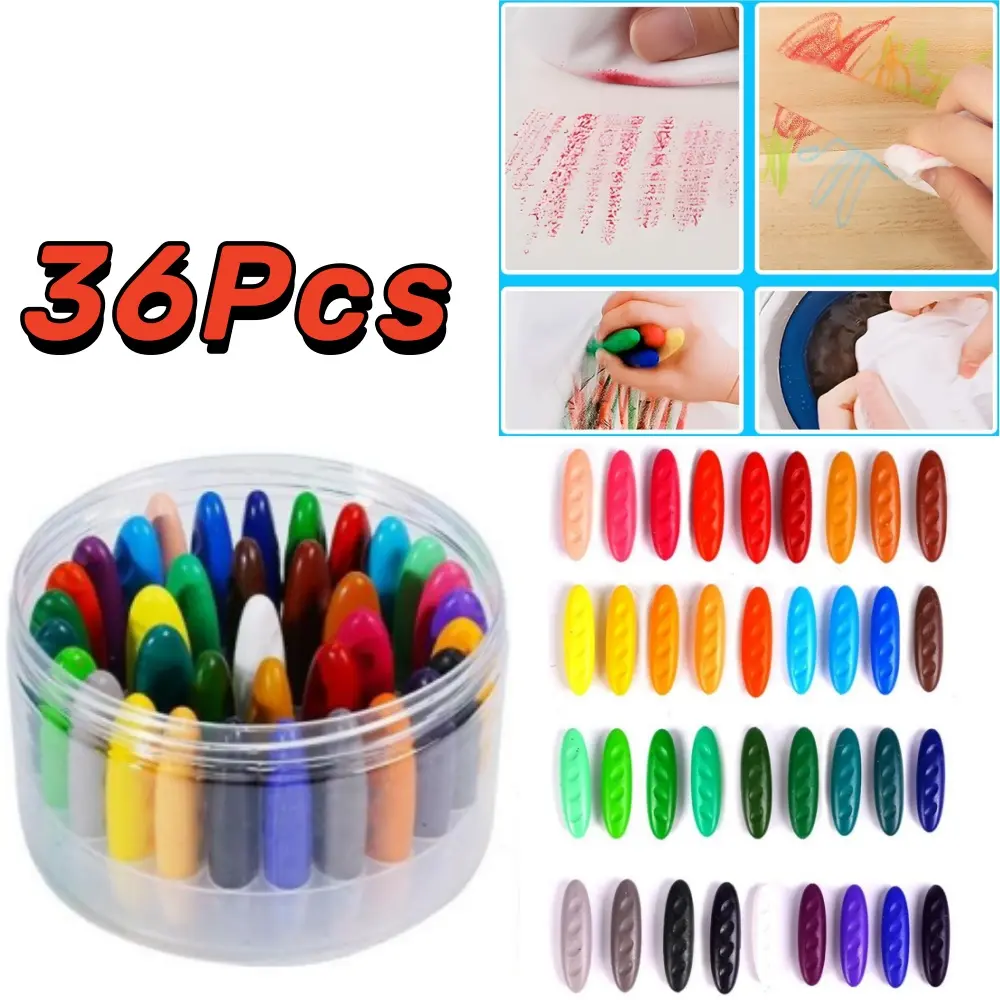 36Pcs Assorted Colors Peanut Crayons - Washable, Non-Toxic Large Crayons, Colorful Arts Crafts Supplies for Kids' Crafting Fun, Boys & Girls Artists