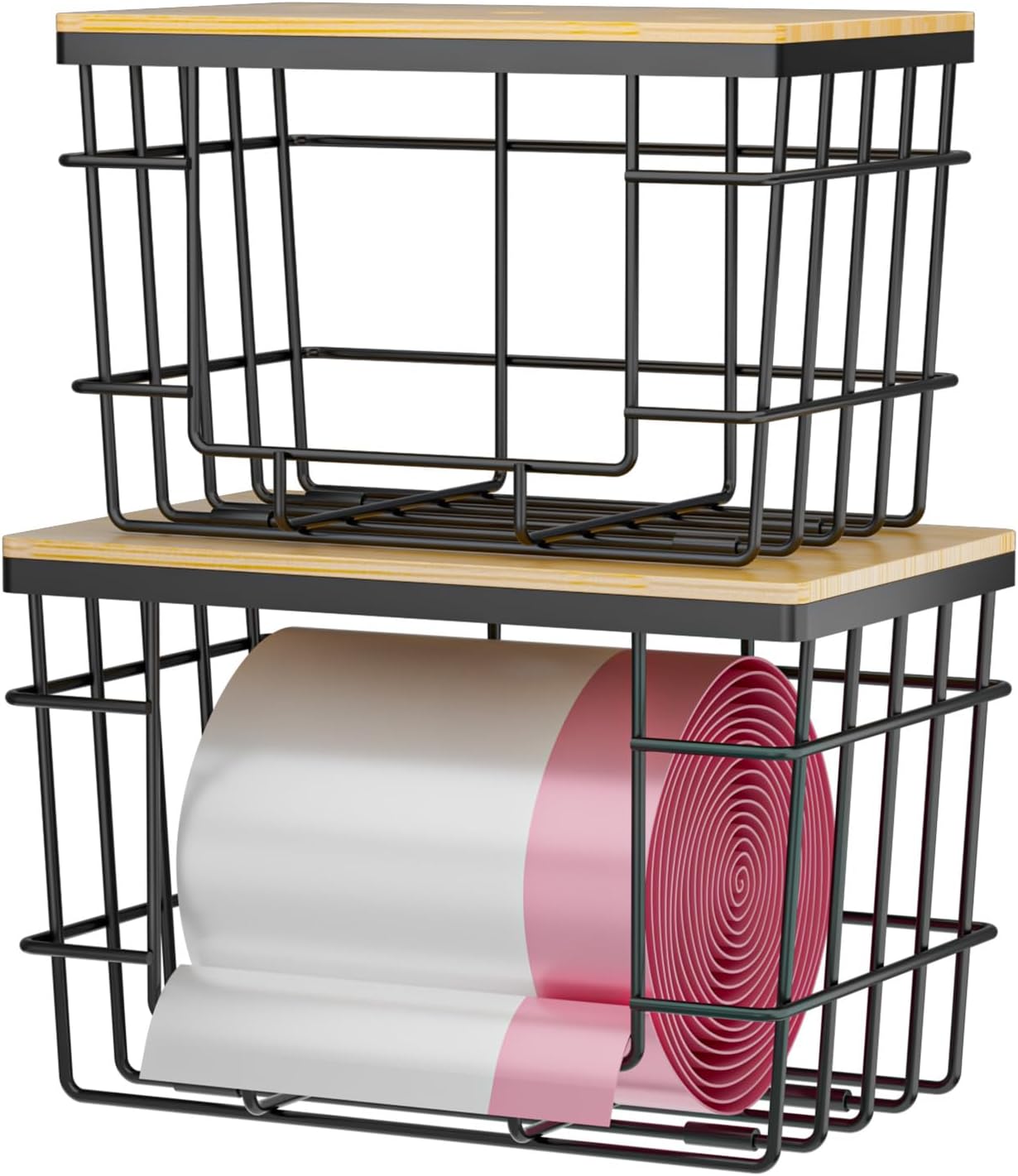 Pantry Storage Organizers,Kitchen Organization,2-Piece Trash Bag Storage Set: Extra-Large Capacity Trash Bag Dispenser (With Bamboo Lid) Wall-Mounted, Stackable Design For Kitchen, Laundry Room, And Under-Sink Organization Pantry Storage Organizers,Kitchen Organization,2-Piece Trash Bag Storage Set: Extra-Large Capacity Trash Bag Dispenser (With Bamboo Lid) Wall-Mounted, Stackable Design For Kitchen, Laundry Room, And Under-Sink Organization