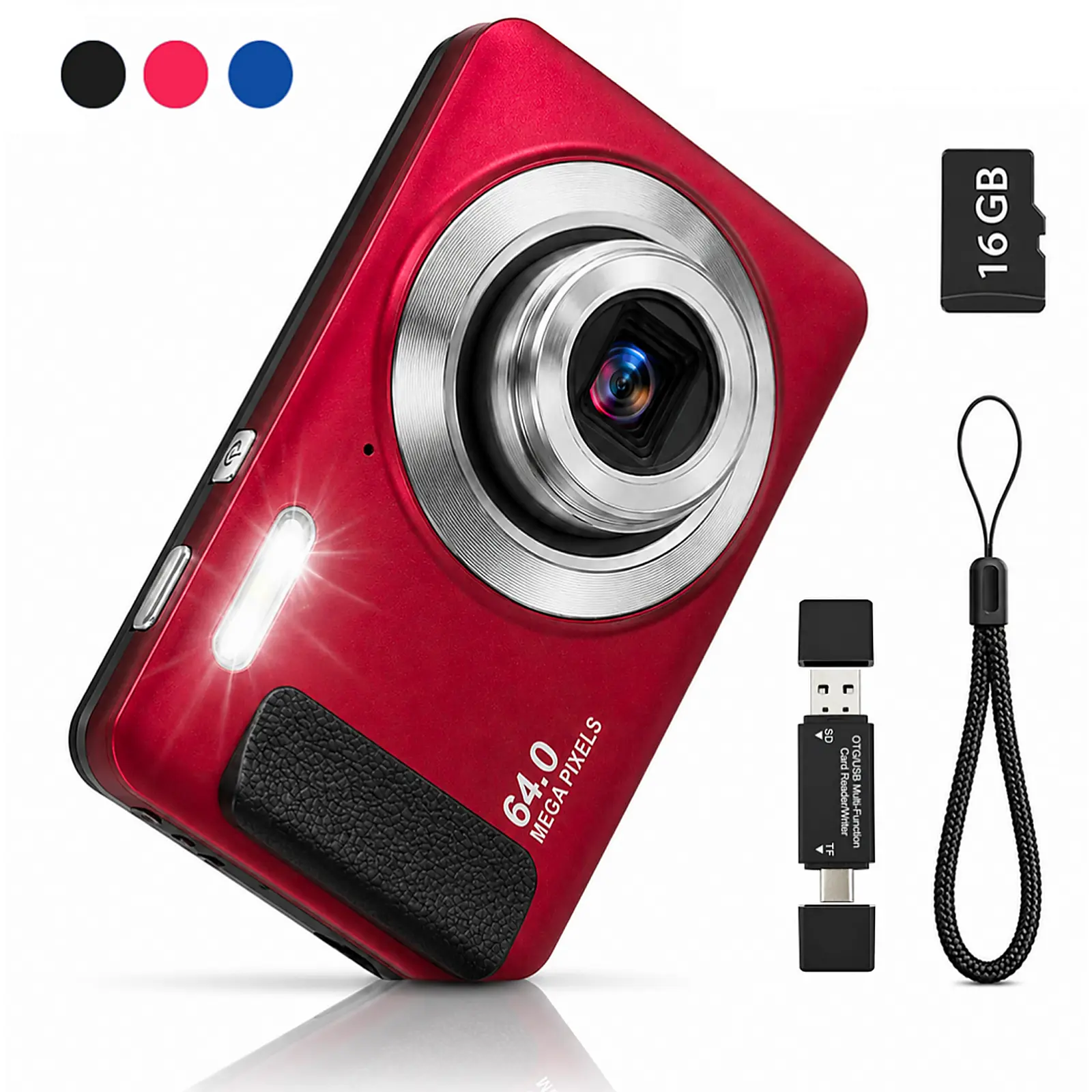 SPECHARGE Point-and-Shoot Digital Photo Video Camera - Compact Rechargeable Pocket Camera with SD Memory Card, LCD Screen, Li-Ion Cell, CMOS Sensor, Fixed Lens for Teens, Travel & Everyday Use