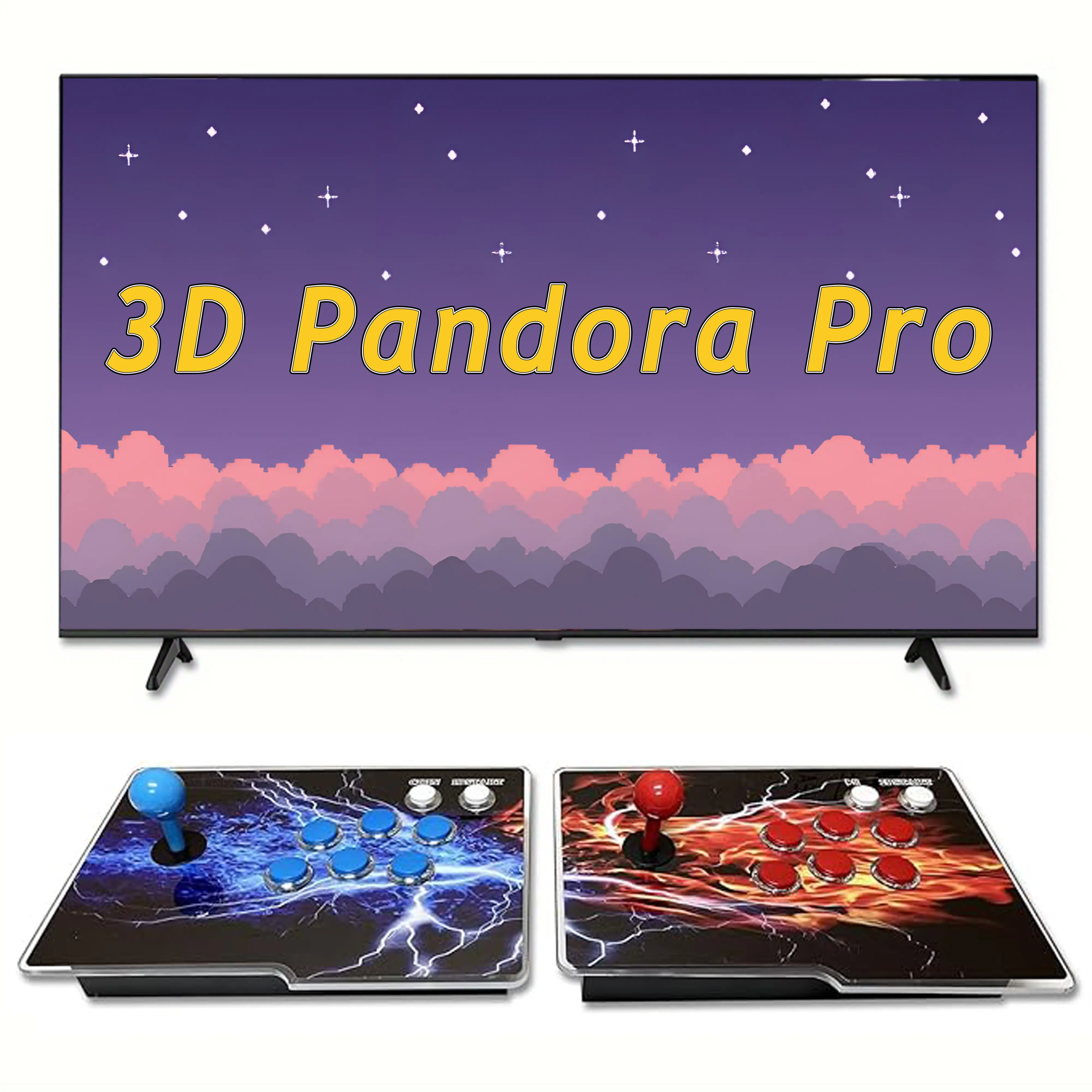 Arcade Game Console with Dual Hosts for TV Projector and PC Supports 3D Games for 1 to 4 Players Includes Favorites Search Save Hide and Pause Functions Adapter Cable Multi-Player Retro pandoras box double list multi-emulator tiktokshopspringglowup