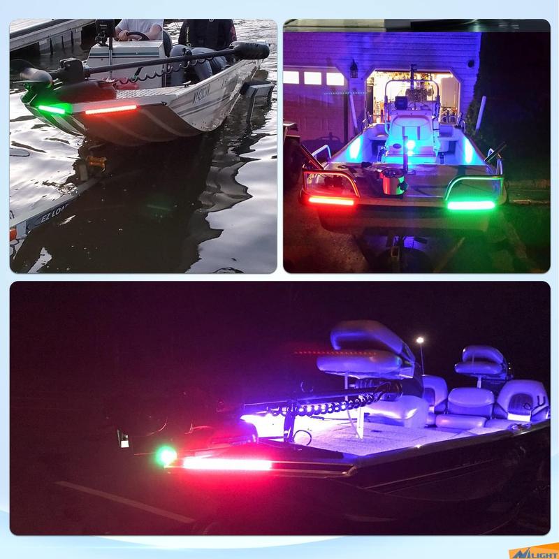 Nilight Boat Light Strip 2PCS 13Inch 66 LED Red Green Navigation Marine Bow Light 12V IP68 Waterproof for Universal Pontoon Boat Bass Boat Jon Boat Jetski Kayaki Portable USB Rechargeable Car LED Lights Vehicle