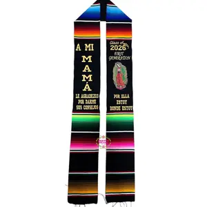 *2026* A mi mamá consejos -First Gen Virgen Black Graduation StoleSarape Sash IN STOCK