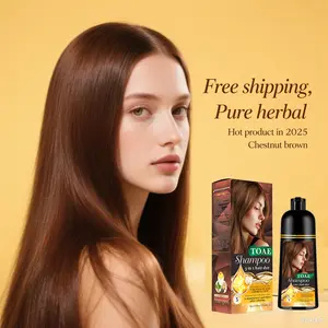 Hair Color Shampoo, Hair Dye Shampoo, Instant Grey Hair Coverage, Wine Red, Chestnut Brown, Perfect Gifts for Women&Men,  3 in 1,Herbal Ingredients,Contains Ginseng Extract,Can cover gray hairs,Natural Haircoloring,Plant Haircare,,Salon Cream Brush