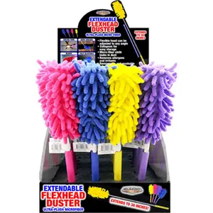 212 MAIN Foldable Extendable Flex Head Microfiber Duster - Adjustable Cloth Tool, Multisurface Home Cleaning Products, Rainbow Dusters, Assorted Colors, Pack of 24