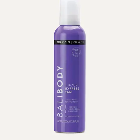 Bali Body | Deep Violet Express Self Tan - 1 Hour Express Self Tanner Foam, Ultra Dark Olive Bronze Tan, Streak-Free, Hydrating with Niacinamide & Vitamin E, Transfer-Resistant