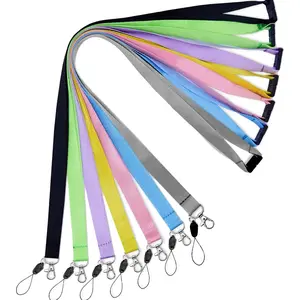 Lanyards 7 Pack,For Keys ID Badge Holder,Safety Breakaway Coloured Lanyard Black Blue Yellow Green Purple Grey Pink
