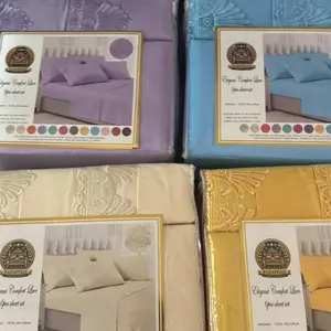Cal King 6-Piece 100% Polyester Sheet Set, Turquoise Sheets with Embroidered Pillowcases, Super Soft Luxury Bedding - Machine Wash Separately, Non-Chlorine Bleach Safe