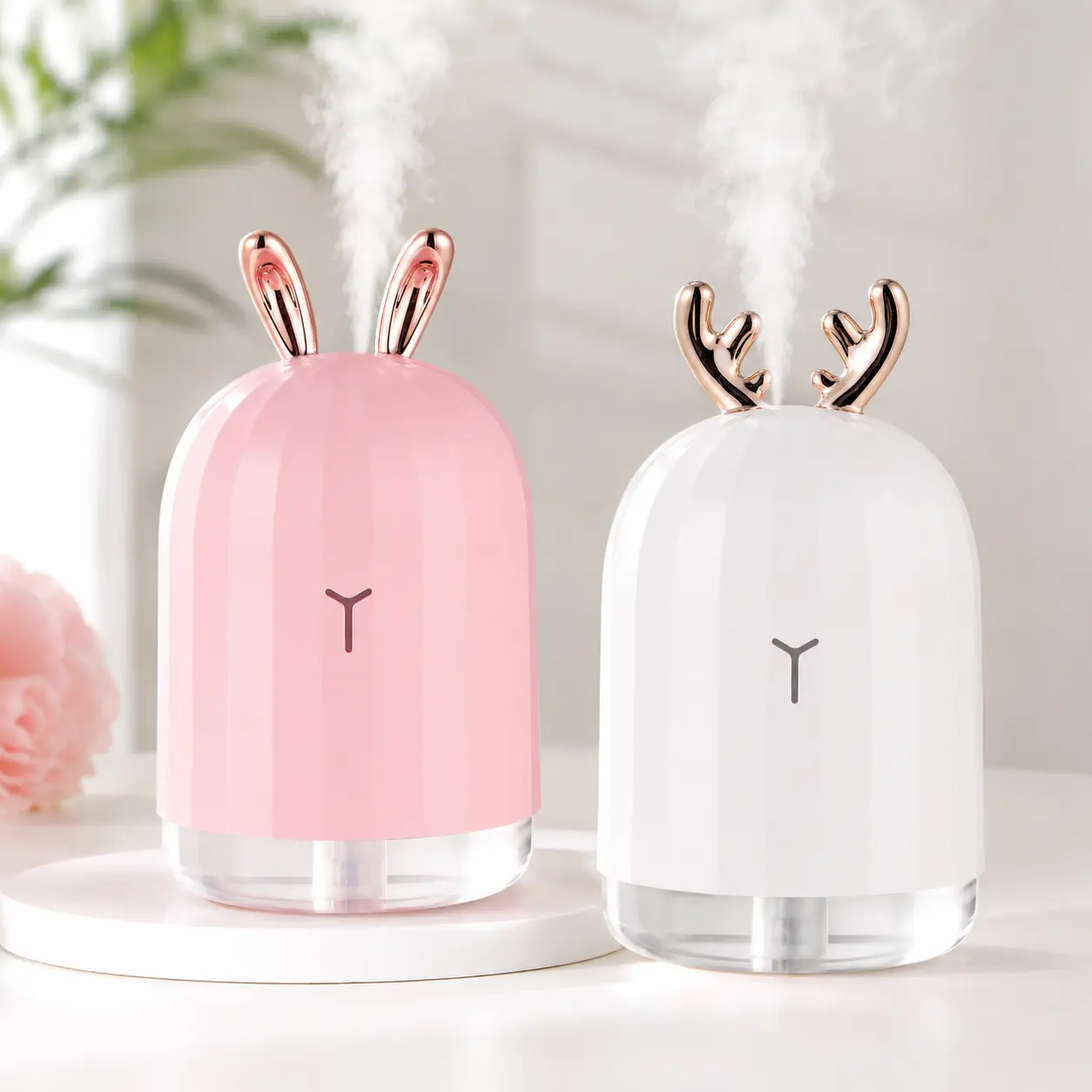 220ml 7-Color LED Ultrasonic Cool Mist Humidifier - Quiet Operation, Auto-Off, Mini Desktop Air Diffuser with Mist + Lights for Kids Room, Office