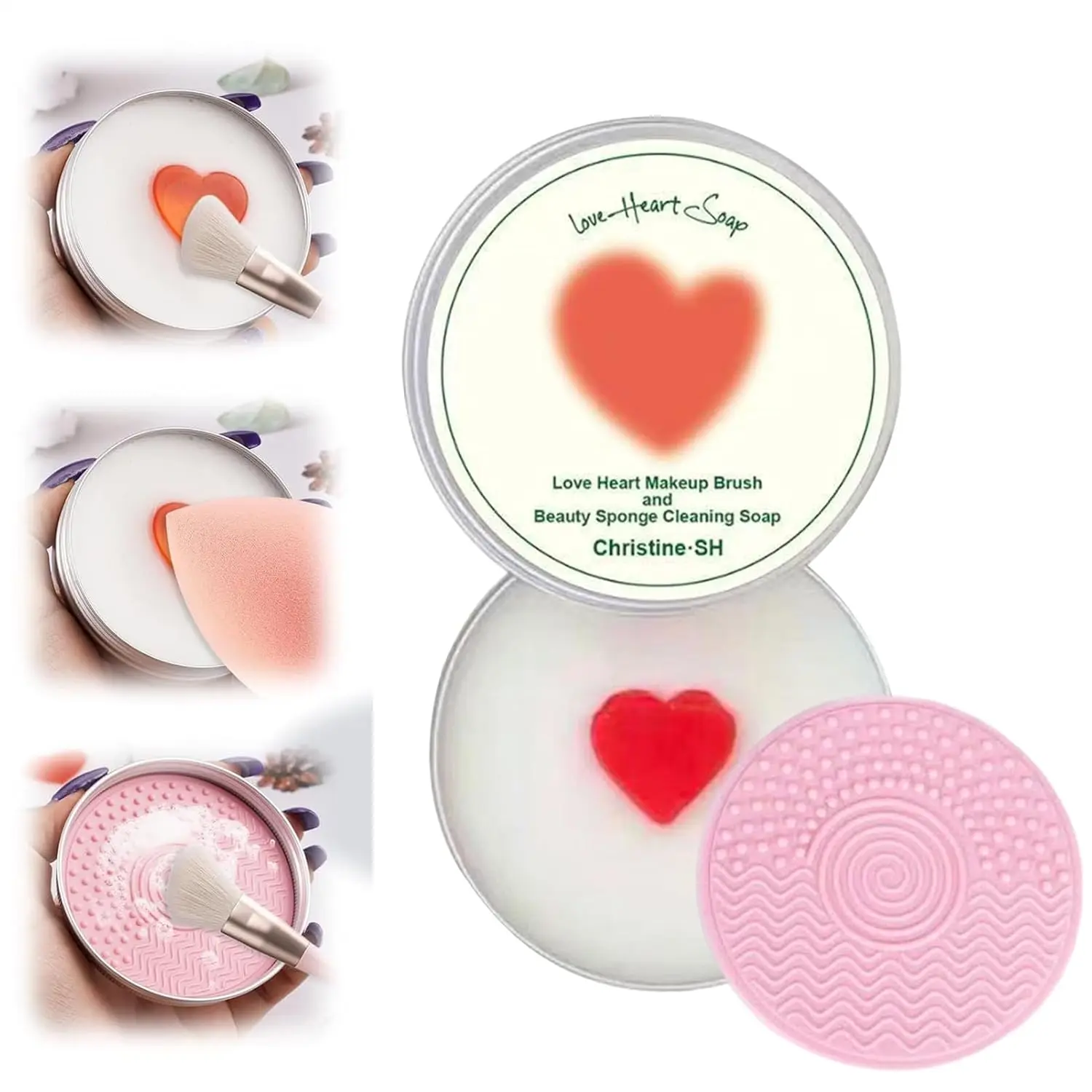 2026 Makeup Brush Cleaner Soap with Silicone Mat - Deep Cleaning Bar for Synthetic & Natural Brushes, Sponges | Fast Drying, Removes Waterproof Makeup, Essential Beauty Tool for Makeup Lovers Women Girls
