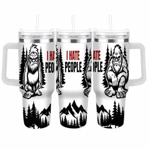 Bigfoot Mountain Car Tumbler (40oz/30oz/20oz) I Hate People Sasquatch Graphic Print Durable Insulated Stainless Steel Perfect for Hiking Camping Road Trips Gifts for Him Her