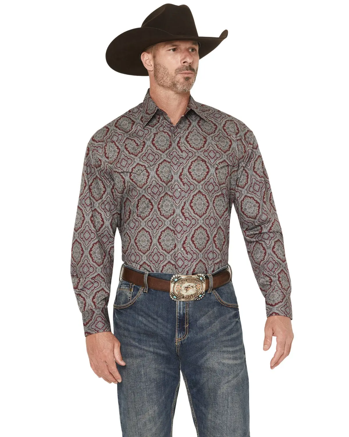 Stetson Men's Medallion Print Long Sleeve Snap Western Shirt - 11-001-0425-6046 Wi