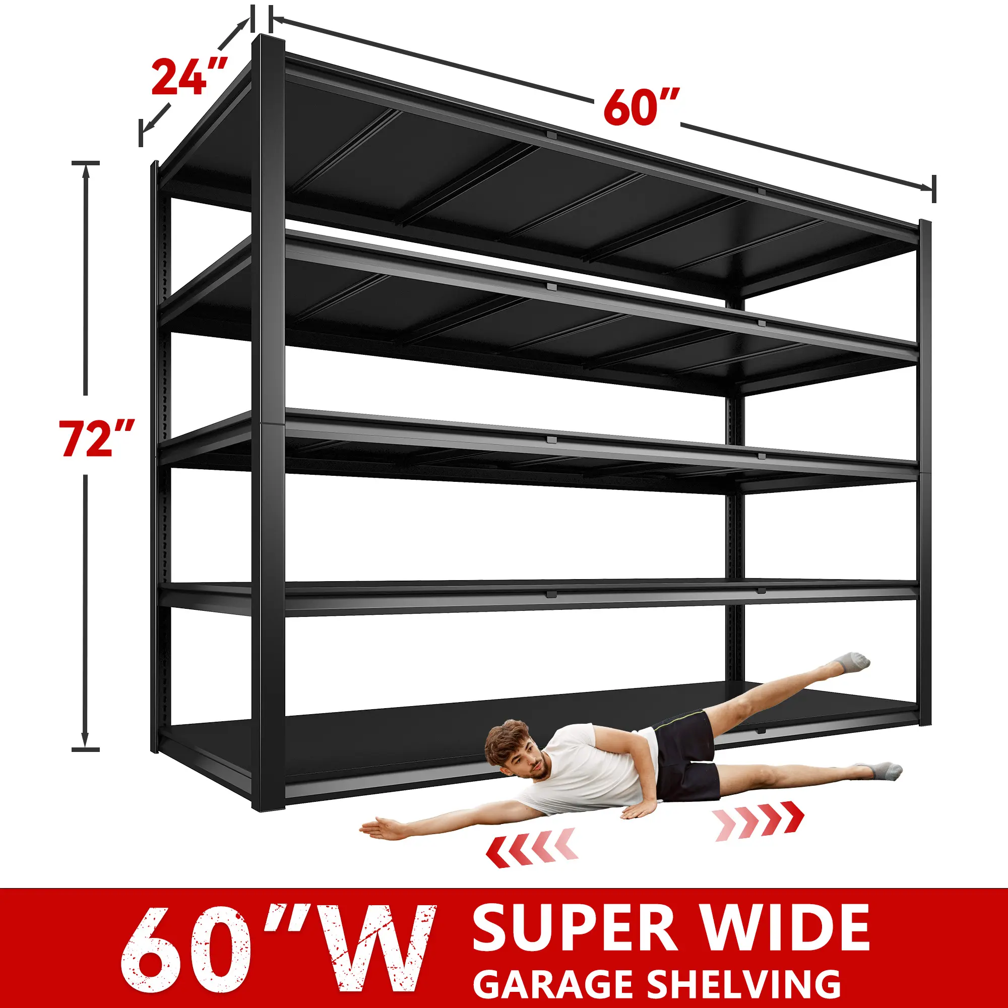 Solid Metal Shelf 5-tier