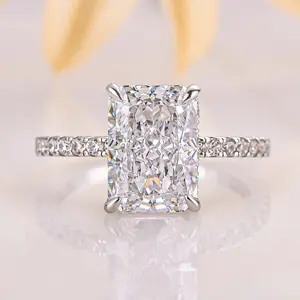 Louily Jewelry 3.5CT Classic Radiant Cut Engagement Ring, 925 Sterling Silver Bridal Rings for Women