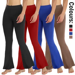 Women's Solid Flare Leg Yoga Pants Flared Leggings, Casual Comfy High Waist Tummy Control Bell Bottom Trousers For Daily Wear, Going Out, Women Sportswear Workout Gym Sports Yoga Pants