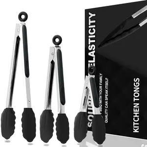 Stainless Steel Kitchen Tongs Set, 7/9/12 Inch Cooking Tools, Utensils, Durable, Handy & Versatile Design, Ideal for Grilling, Serving, Daily Use