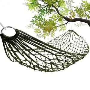 Outdoor Heavy-Duty Mesh Camping Hammock, Nylon Rope Single Person Hammock, Portable Net Hammock Hanging, Durable Hammock, Ideal for Outdoor Adventure, Camping, Yard, Beach, Home Use