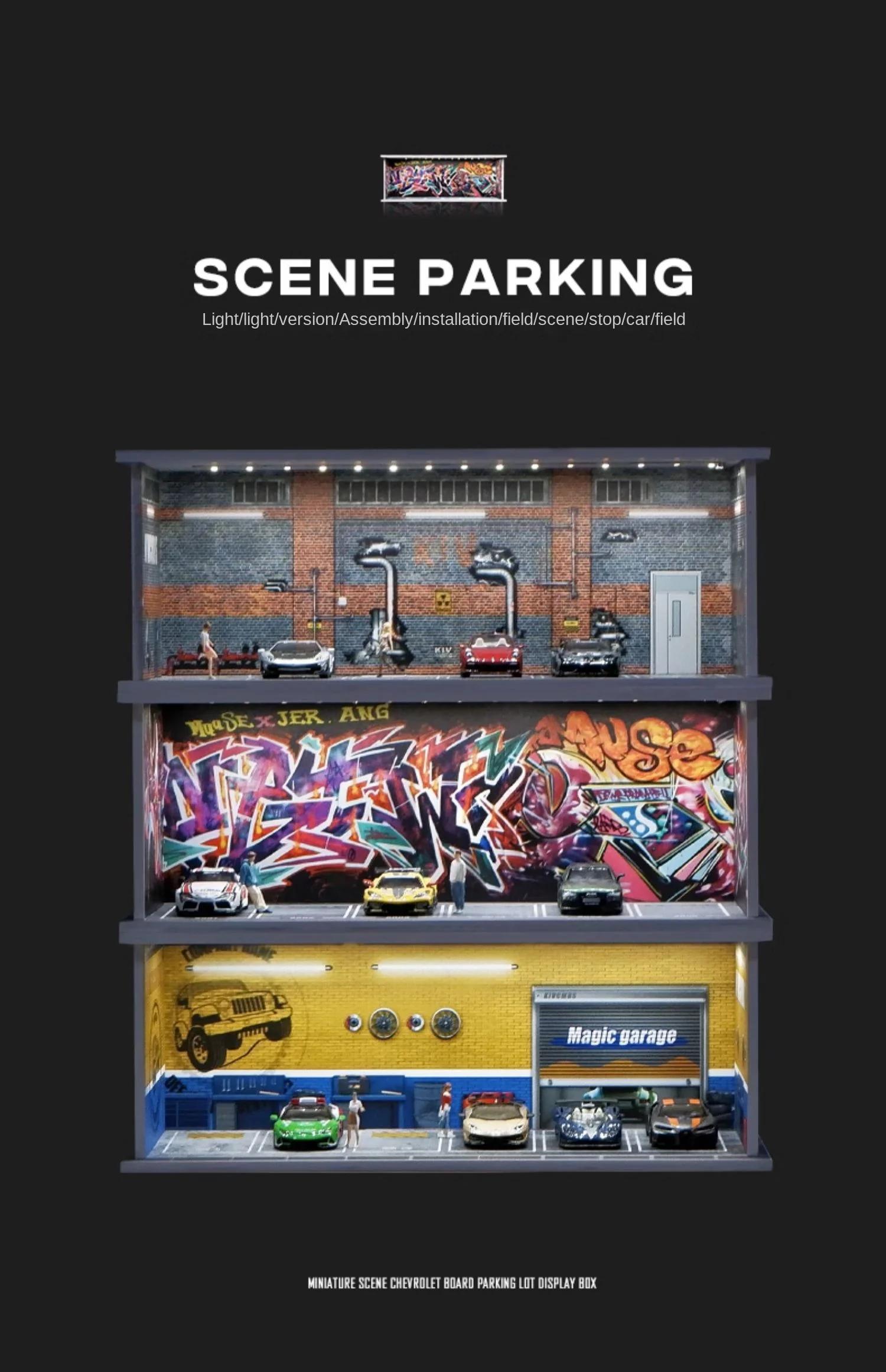 Collector 1/64 Garage Parking Lot Alloy Car Model Car Scene Storage Display Box Car Model Replica Collection Toys for Boys