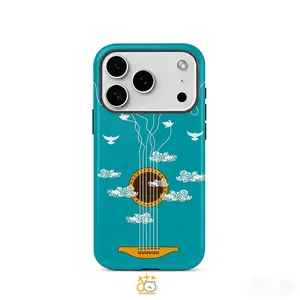 A stylish double-layered protective phone case with guitar string, bird, and cloud patterns, suitable for iPhone 17-11 series. A perfect gift for yourself and your friends.