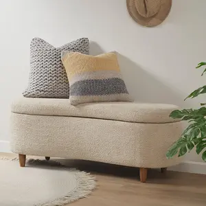INK & IVY II105-0525 48 x 16.5 x 18 in. Bailey Boucle Flip Top Storage Bench, Taupe, Curved Front, Soft Close