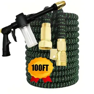 1PC 3x Expandable Garden Water Hose with Spray Nozzle, US 3/8 Connector, Suitable for Outdoor, Garden, Car Washing, Pet Bathing Use, Garden Watering Hose